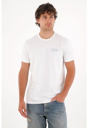 Tennis Camiseta Con Estampado Frontal Y En Espalda Blanca Para Hombre