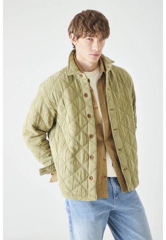 Tennis Chaqueta Fit Relajado Con Acolchado De Rombos En Verde Oliva Para Hombre Tennis