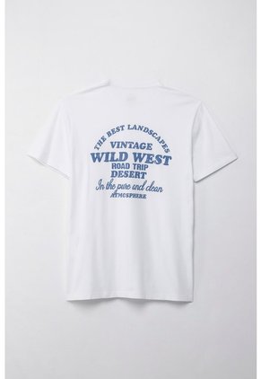 Tennis Camiseta Manga Corta Estampada Blanca De Silueta Amplia Para Hombre Con Acabado Ligero