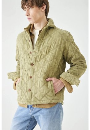 Tennis Chaqueta Fit Relajado Con Acolchado De Rombos En Verde Oliva Para Hombre