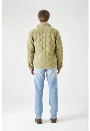 Tennis Chaqueta Fit Relajado Con Acolchado De Rombos En Verde Oliva Para Hombre