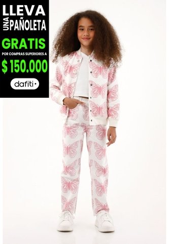 Jean Recto Con Estampado De Mariposas Para Niña Tennis