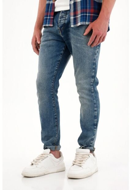 Tennis Jean Skinny Tiro Medio Azul Medio Para Hombre