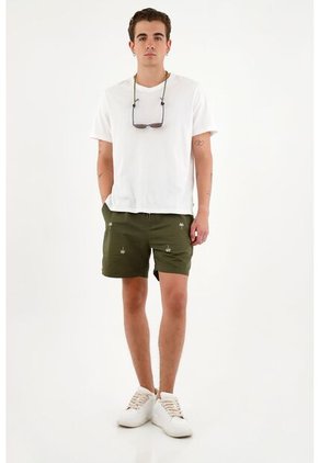 Camiseta Unisex Blanca Con Bordado De Monos En Cuello Posterior