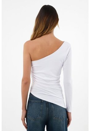 Tennis Camiseta De Un Solo Hombro Blanca Para Mujer