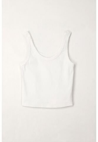 Tennis Camiseta Crop En Rib Blanca Para Mujer Tennis