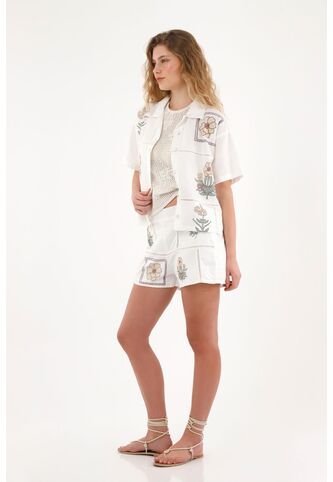 Tennis Camisa Manga Corta Con Estampados Localizados Para Mujer Tennis