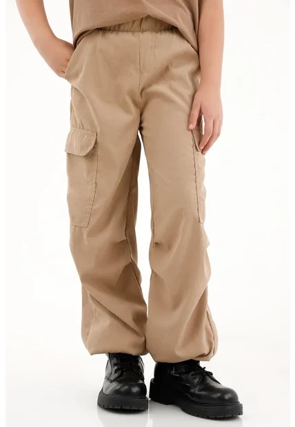 Pantalón Tipo Parachute Crudo Para Niña