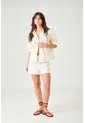 Tennis Bermuda Con Estampado Floral En Algodón Crema Para Mujer de Tennis