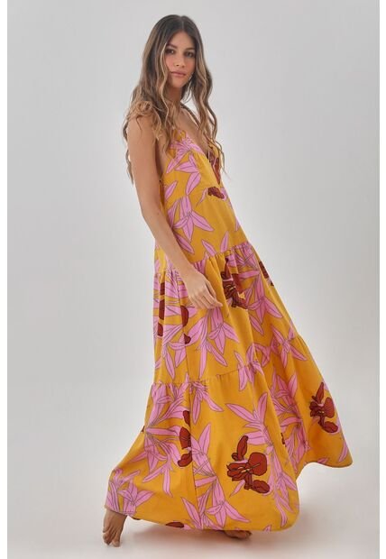 Vestido Largo Amarillo Para Mujer