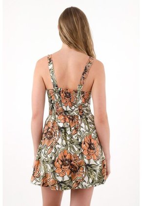 Tennis Vestido Corto Con Falda Globo Y Estampado De Flores Para Mujer