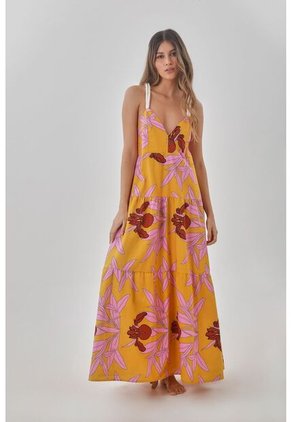 Vestido Largo Amarillo Para Mujer