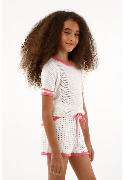 Camiseta Tejida Manga Corta Para Niña