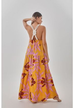 Vestido Largo Amarillo Para Mujer