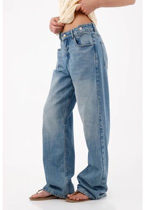 Tennis Jeans Wide Leg Con Bajo Extra Largo En Denin Para Mujer