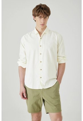 Tennis Bermuda Tradicional Con Bolsillos Diagonales En Algodón Verde Oliva Para Hombre