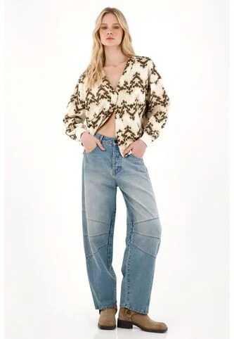 Tennis Jean Horseshoe Tiro Bajo Azul Para Mujer Tennis