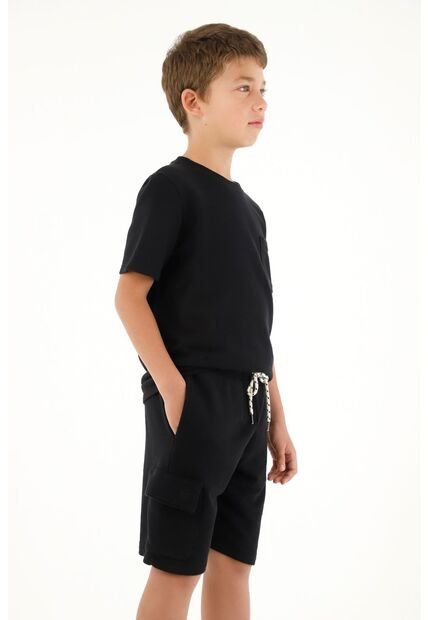 Camiseta Manga Corta Negra Para Niño