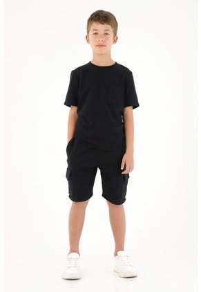 Camiseta Manga Corta Negra Para Niño