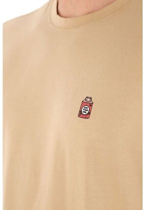 Camiseta Básica Con Estampado Café Para Hombre