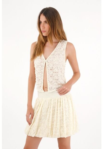 Tennis Chaleco Con Textura Y Transparencia Crudo Para Mujer