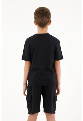 Camiseta Manga Corta Negra Para Niño