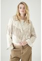 Tennis Chaqueta Corta Con Flecos Y Mini Tachas En Beige Para Mujer de Tennis