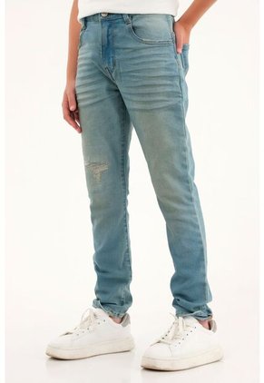 Jean Slim Tono Claro Con Roto Para Niño