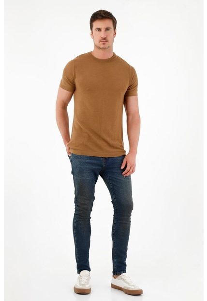 Tennis Camiseta Café Tejida Para Hombre