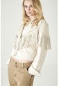 Tennis Chaqueta Corta Con Flecos Y Mini Tachas En Beige Para Mujer de Tennis