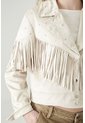 Tennis Chaqueta Corta Con Flecos Y Mini Tachas En Beige Para Mujer de Tennis