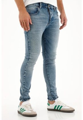 Tennis Jean Super Skinny Tono Medio Con Arrugas Para Hombre