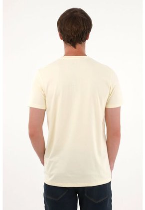 Camiseta Manga Corta En 100% Algodón Amarilla Para Hombre