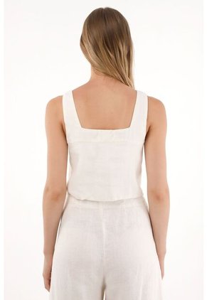 Tennis Camisa Crop En 100% Lino Crudo Para Mujer