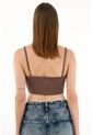 Tennis Camiseta Café En Rib Tipo Crop Para Mujer de Tennis