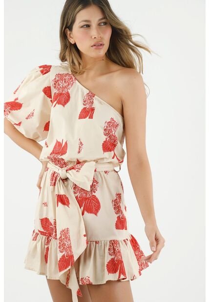 Vestido  Para Mujer Tennis, Vestidos Corto Estampado Orquideas Rojas