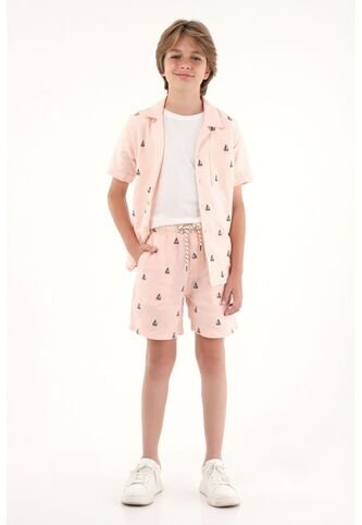 Bermuda Rosada Con Bordado De Veleros Para Niño Tennis