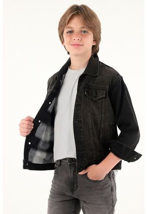 Chaqueta Trucker Negra Para Niño