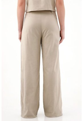 Pantalón Wide Leg Bordado Crudo Para Mujer
