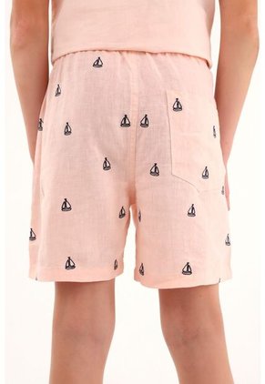 Bermuda Rosada Con Bordado De Veleros Para Niño