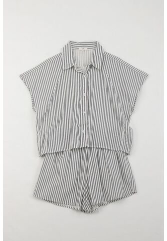 Tennis Pijama De Camisa Y Short De Rayas Para Mujer Tennis