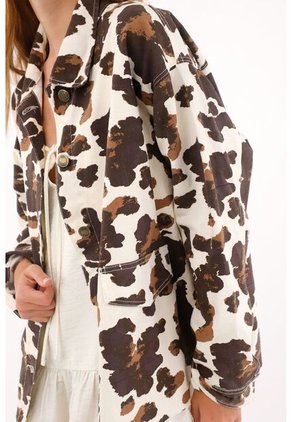 Tennis Chaqueta Cow Print De Botones Para Mujer