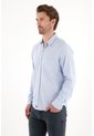 Tennis Camisa Manga Larga Preteñida Azul Con Textura Lisa Para Hombre de Tennis
