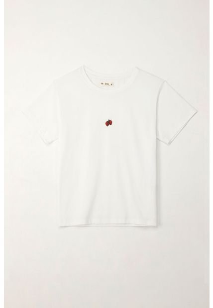 Camiseta Manga Corta Cuello Redondo Blanca Para Mujer