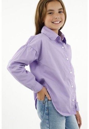 Camisa De Botones Morada Para Niña
