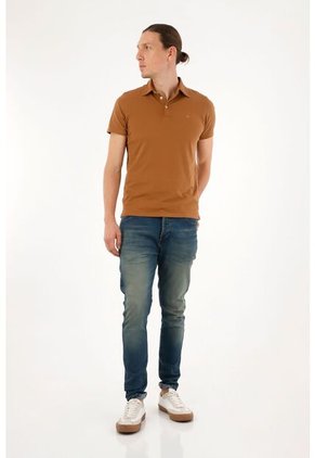 Tennis Polo Café Con Raqueta Bordada Para Hombre