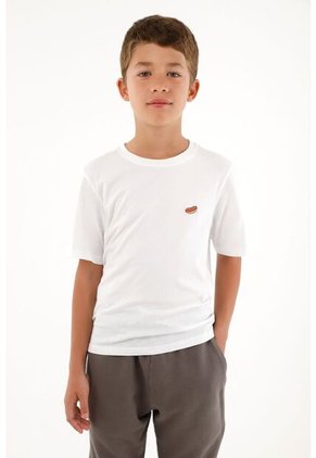 Camiseta Blanca De Manga Corta Para Niño