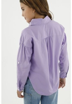 Camisa De Botones Morada Para Niña