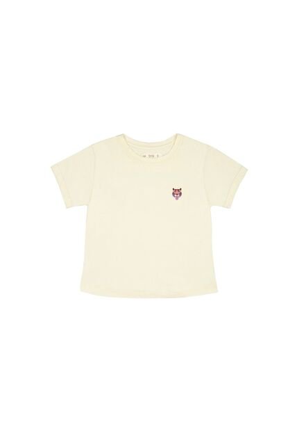 Camiseta Crudo Con Estampado De Tigre Para Niña