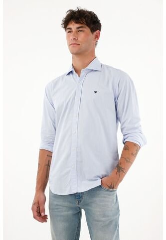 Camisa Azul A Rayas Para Hombre Tennis